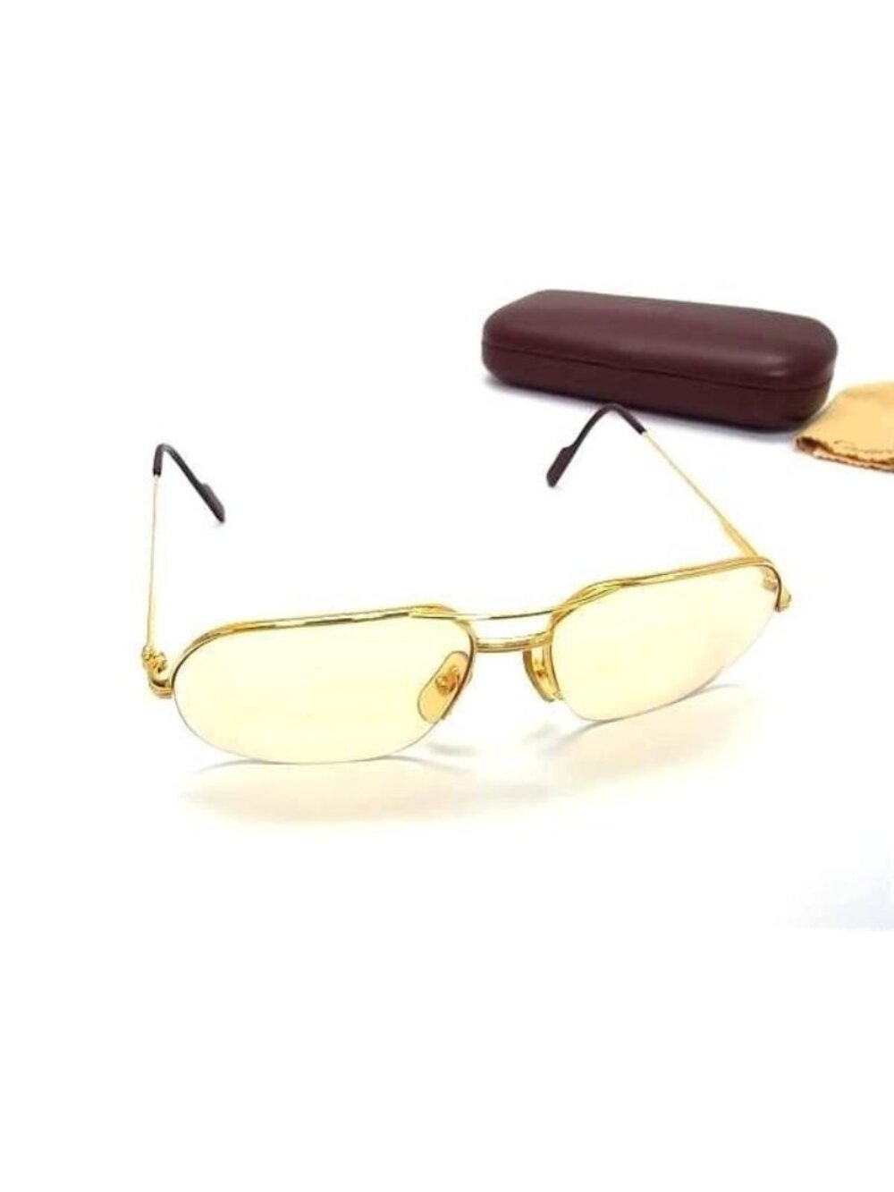 Cartier Sunglasses Gold Bordeaux Lens Clear Yellow Eyewear